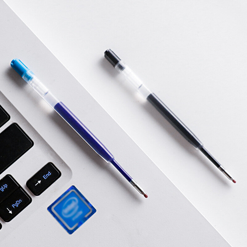 交換用の青/黒のインクリフィル,10個セット,金属製の詰め替え,ボールペン用,リフィル,オフィスおよび学校用,424,L98mm