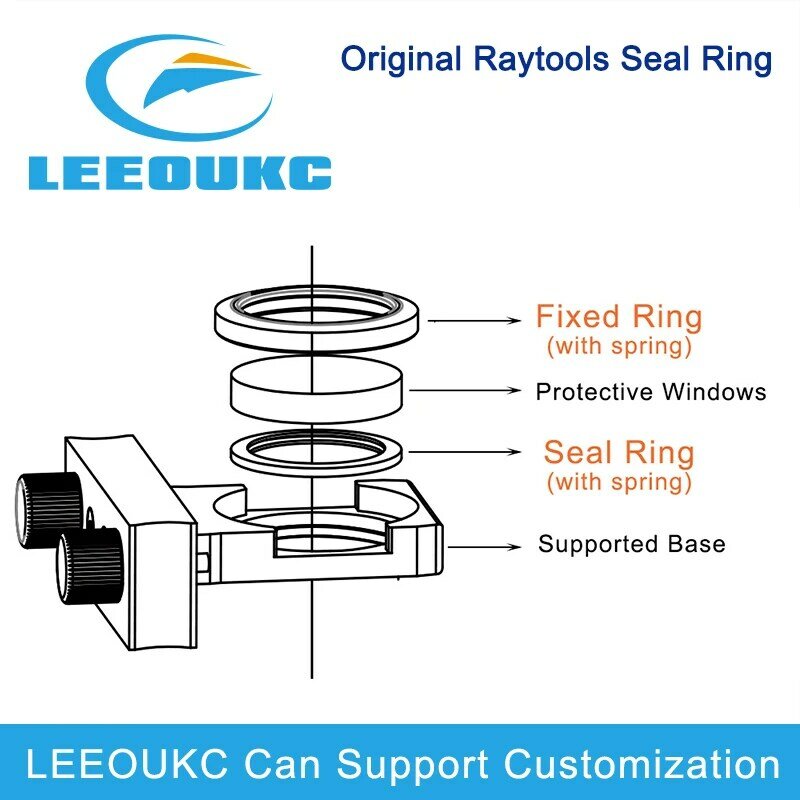 Leeoukc raytools original anel de vedação 42.5x4x3.2mm 11021m2110005 para raytools fibra laser cabeça corte bm114s bm115 37x7mm lente