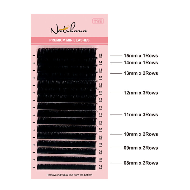 Natuhana 8-25 misturados 16 linhas falso extensão da pestana maquiagem ciios postiço individuais cílios postiços suprimentos vison de seda cílios