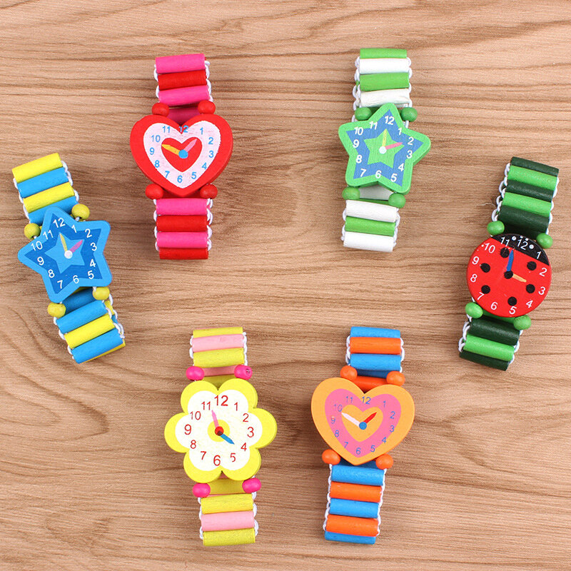 Детский браслет, поддельные деревянные часы, детские часы для вечеринки в честь Дня рождения девочек и мальчиков, деревянные часы с эластичным ремешком