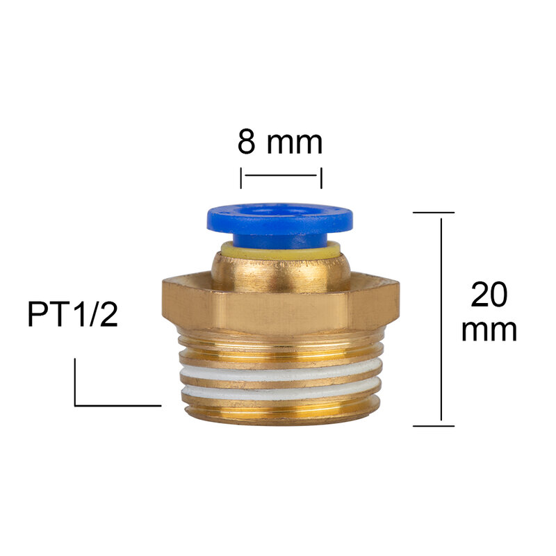 8MM Hose Tube 1/4"BSP 1/2" 1/8" Male Thread Air Suspension Air Pipe Connector Quick Coupling Brass Fitting PC Air Pneumatic