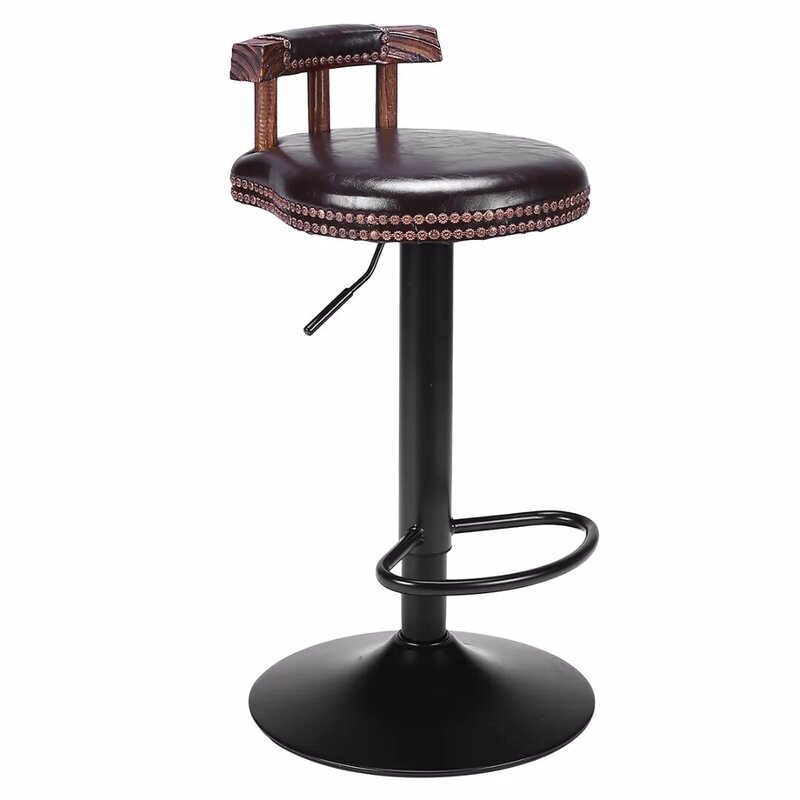 Vintage Metal Bar Stool Height Adjustable Swivel Industrial Cafe Chair Retro Kitchen Dining Chair Pipe Style Barstool
