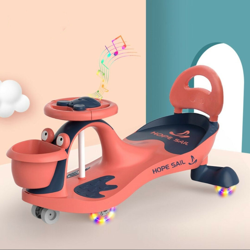 Mobil Memutar Bayi Dapat Mendorong Skuter Mobil Mainan Anak-anak Roda Flash Mobil dengan Musik Mainan Luar Ruangan Hadiah Bayi