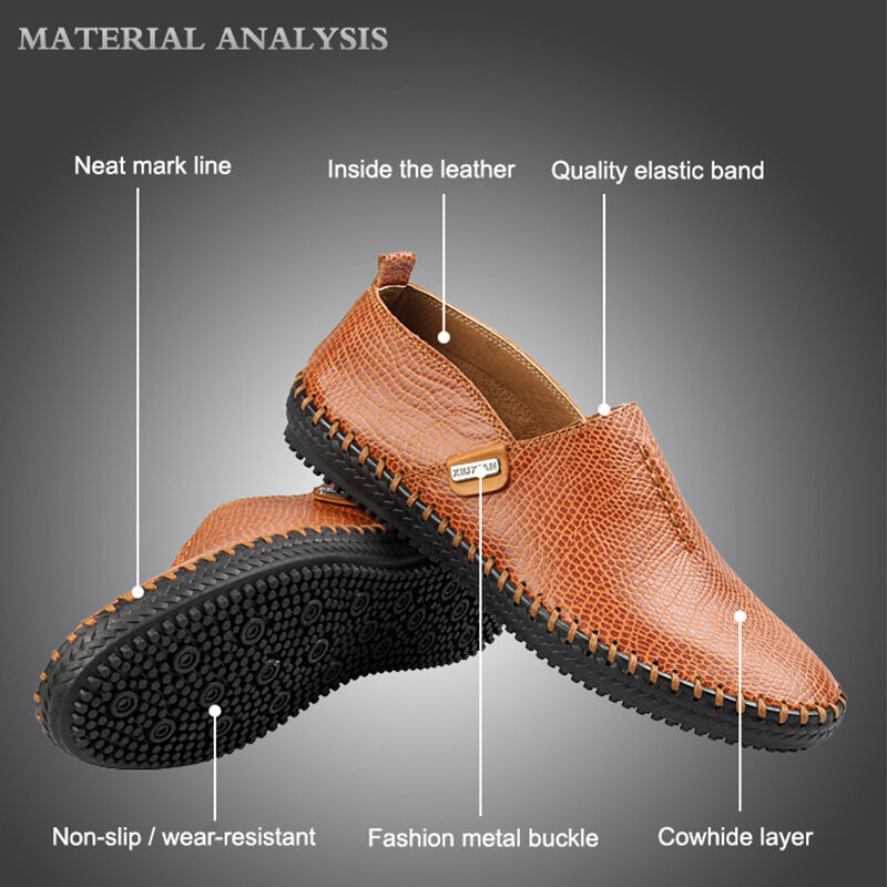 WOTTE – mocassins en cuir souple pour hommes, chaussures décontractées, respirantes, confortables, style anglais, grande taille 38-45