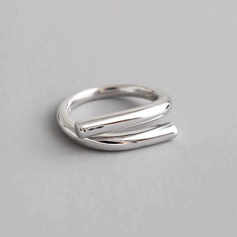 Anillos de plata de ley 925 auténtica para mujer, anillos de gemas circulares minimalistas de 2 capas, joyería tallada, S925
