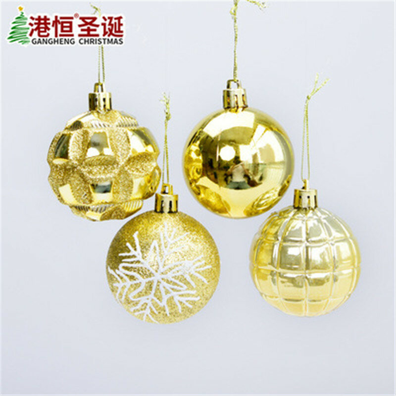 24ピース/セットクリスマスボールクリスマスツリーの装飾6センチメートルゴールド/スライバー粉末高輝度塗装ボールクリスマスデコレーションツリーペンダント