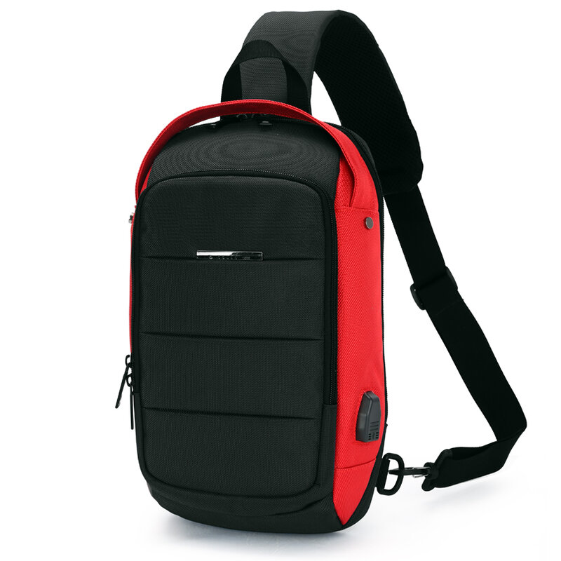 Men's Chest Pack Crossbody Bags Men USB Charging Shoulder Bag Women Large Capacity Oxford Waterproof Casual Messenger Bag 2021