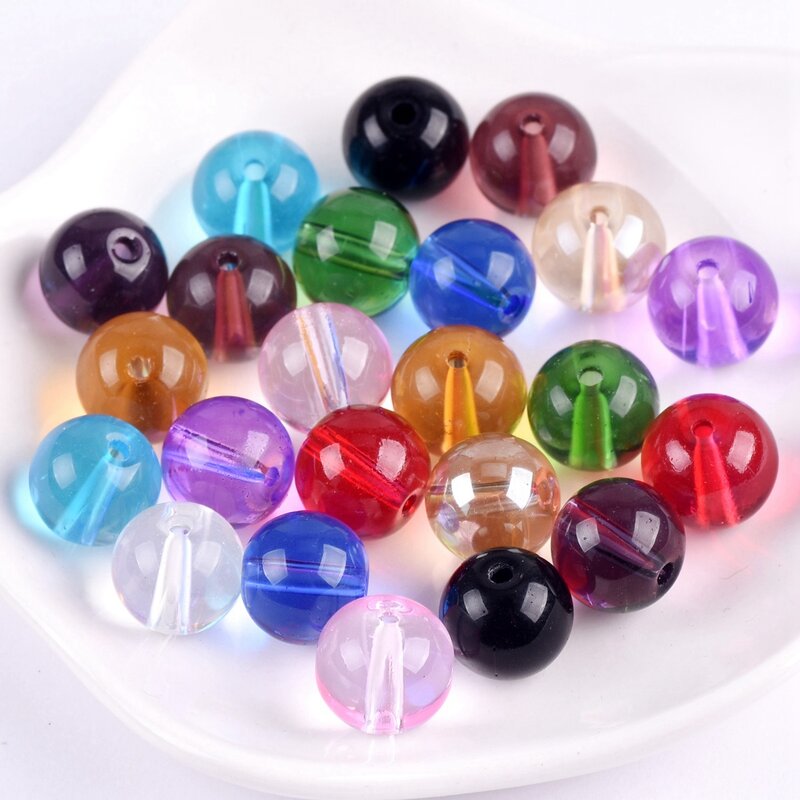 Round Glossy Crystal Glass 4mm 6mm 8mm 10mm 12mm 14mm Loose Beads Wholesale Lot For Jewelry Making DIY Crafts Findings