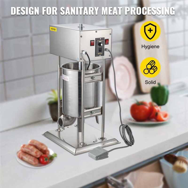 Vevor 10-30l vertical stuffer salsicha automática máquina de enchimento processadores alimentos acessórios cozinha eletrodomésticos para cachorro quente