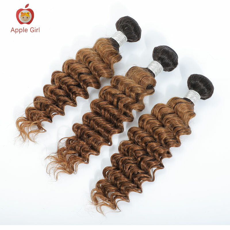 Ginger Color Deep Wave Hair Bundles Burnt Orange Brazilian 100% Human Hair 3 or 4 Bundles 30 Inch Applegirl Remy Hair Weave