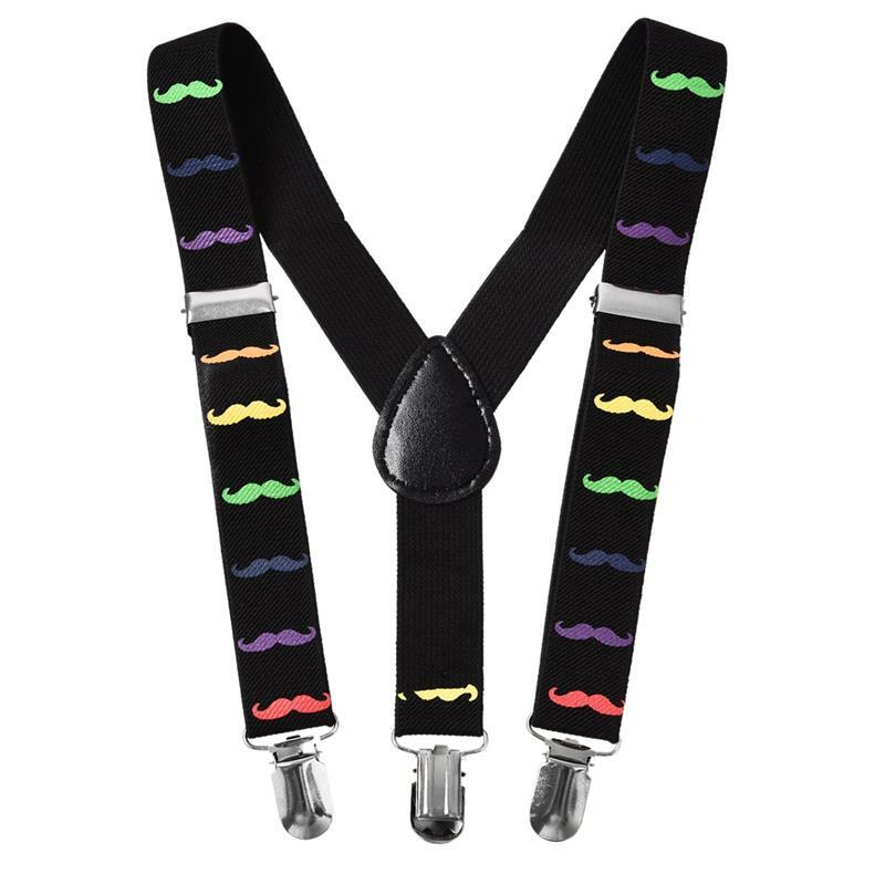 Carino Stampa Baffi Bretelle Cinture per Il Capretto Cinghia Elastica Regolabile Clip Sul Bambino Ragazzo Accessori di Abbigliamento