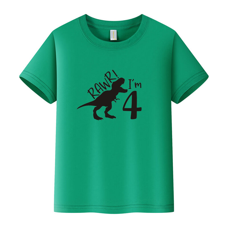 Рубашка Rawr im 4 с динозавром на 3-й день рождения, футболка с динозавром и мальчиком роаром трех лет, Рексом