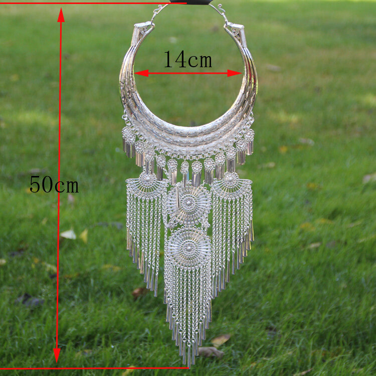 28 Designs New Gorgeous Miao Silver Necklace Minority Group Tong Accessory Stage Performance Exaggerated Ethnic Accessory