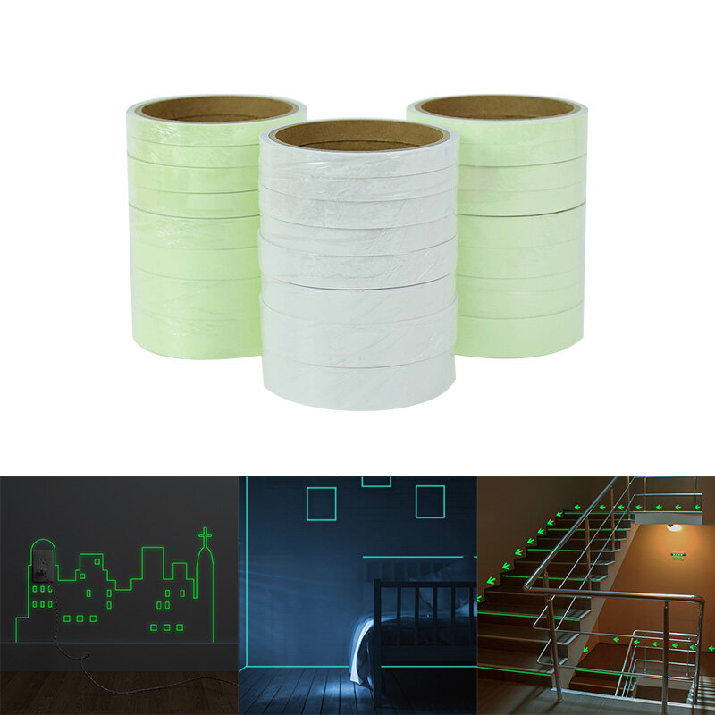 1roll 3M Luminous Tape Self-adhesive Warning Tape Sticker Safety Stage Decoration Home Anti-theft Decoration Fluorescent Tape