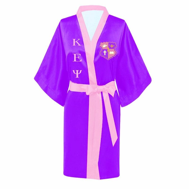 На заказ греческая буква Sorority Белый Синий Zeta PHI Beta халат для сна Шелковая пижама с рукавом до локтя для женщин и девушек