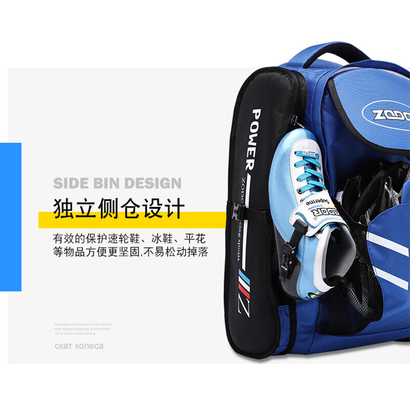 ZODOR-mochila para patines de velocidad, bolsa de transporte diaria impermeable para patines, 4x90, 4x100, 4x110, contenedor azul y rojo, Original