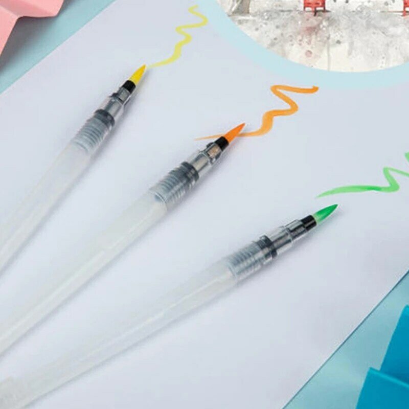 2024 New Multi-Color Watercolor Paints Set with 12/18/24 Colors Water Pen Brush & Detachable Palette Foldable Travel