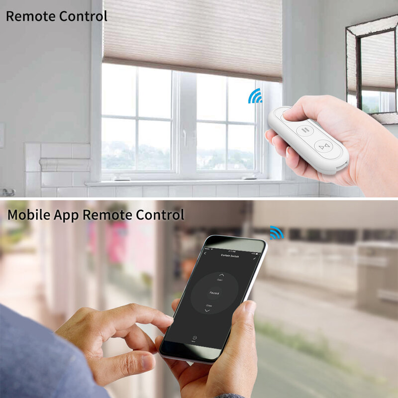 Tuya Smart Life EU Sakelar Tirai WiFi untuk Tirai Bermotor Elektrik dengan Remote Control Google Home Alexa Kontrol Suara DIY