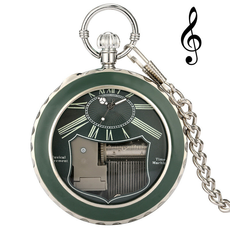 Jam Tangan Saku Musik Manual Antik Jam Analog Quartz Song Swan Lake untuk Jam Tangan Liontin Pria Wanita Rantai FOB Reloj