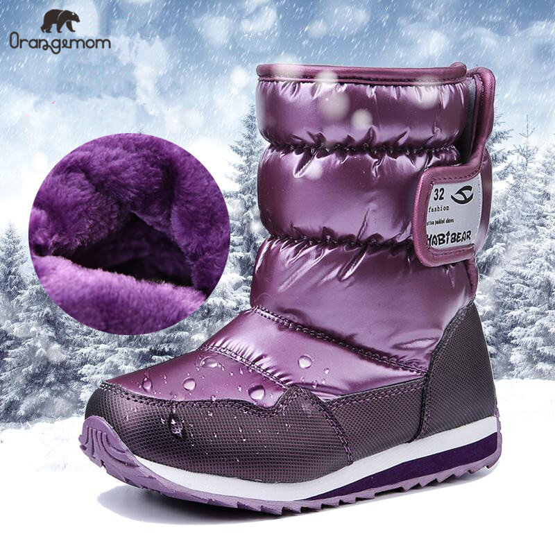 -30度ロシア冬暖かいベビーシューズファッション防水子供の靴ガールズボーイズ雪のブーツ子供靴rainboots