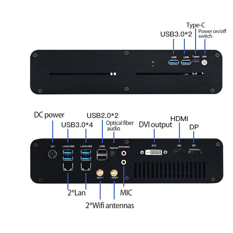 Super คอมพิวเตอร์ GTX1060 GDDR5 4GB Intel I7-7820HK M.2 NVME 4K เดสก์ท็อป HTPC HDMI2.0 DP DVI ไฟเบอร์ออปติกพัดลม Windows10คอมพิวเตอร์ขนาดเล็ก