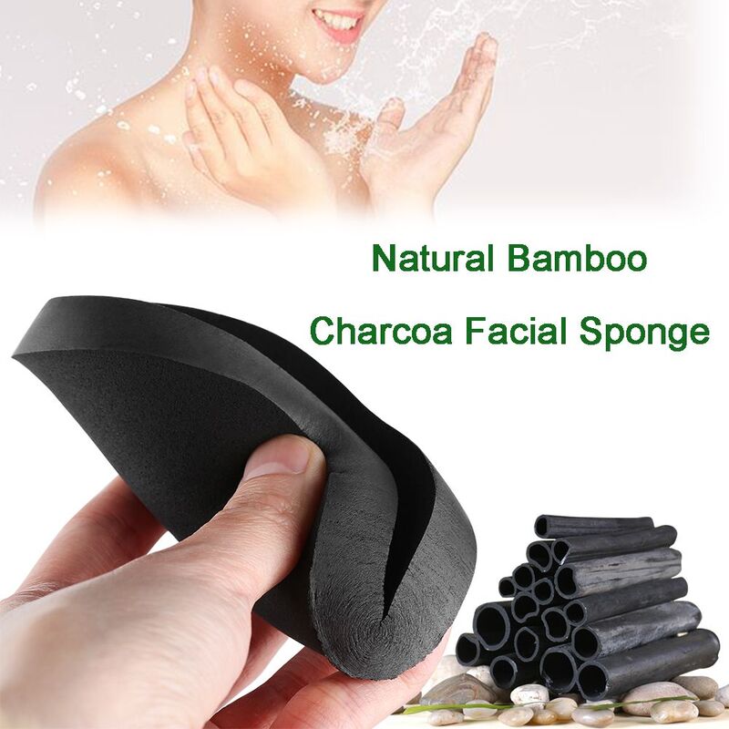 Esponja para lavado corporal, herramienta de limpieza cosmética, eliminador de maquillaje de carbón de bambú