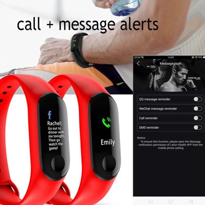 M3 kolor IPS ekran inteligentna bransoletka sportowa fitness IP68 wodoodporne ciśnienie krwi śledzenie aktywności tlenowej dla kobiet mężczyzn zegarki