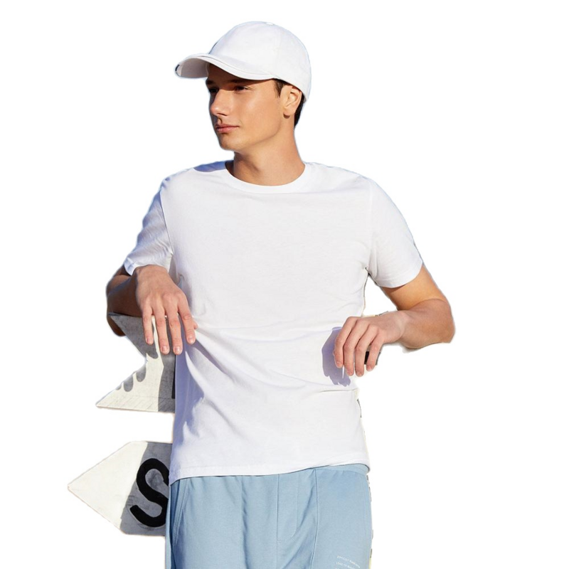 Футболка SEMIR Мужская стрейчевая, хлопковая тенниска с круглым вырезом, простая повседневная майка, крутая уличная одежда, однотонная, лето 2023