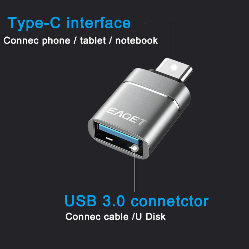 EAGET USB C Adaptador Tipo C para Tipo USB 3.0 Adaptador Thunderbolt 3-C Adaptador OTG Cabo Para Macbook pro Ar Samsung S10 S9 USB OTG