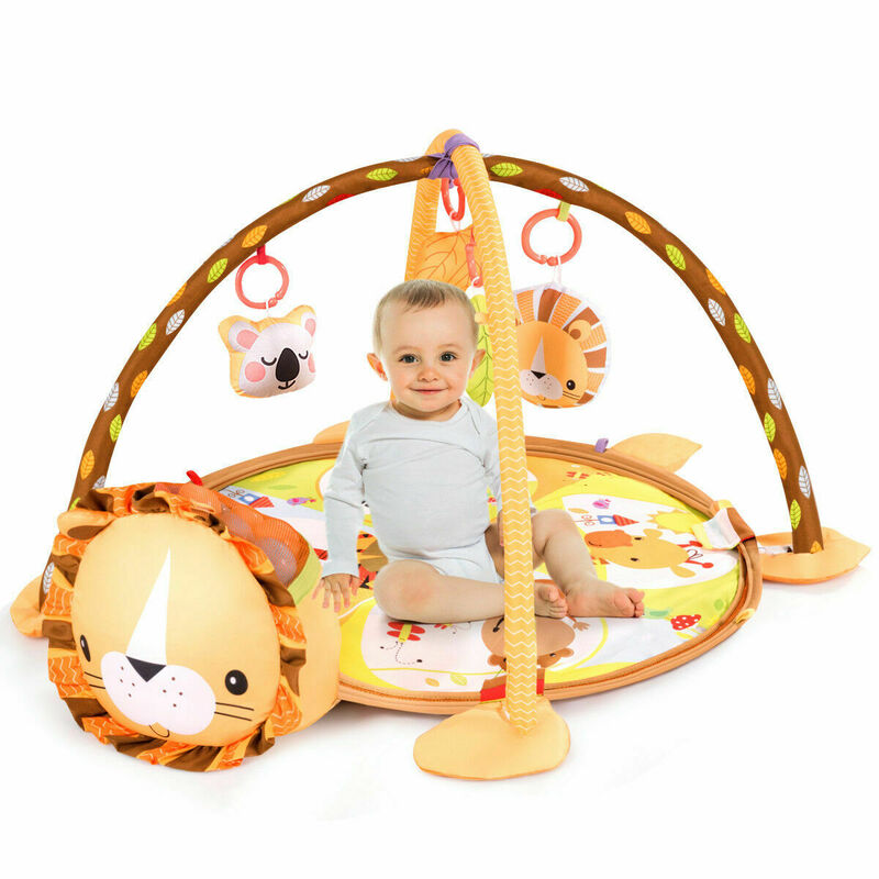 3 in 1 Cartoon Lion Baby Infant Aktivität Fitnessraum Spielen Matte w Hängen Spielzeug Ozean Ball BB4892