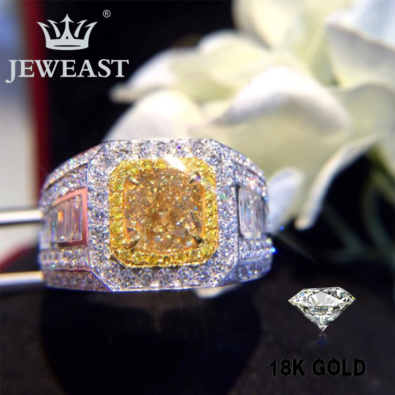 Anillo de oro puro de 18K con diamantes naturales, joyería fina clásica de lujo para fiesta, gran oferta, novedad de 2023