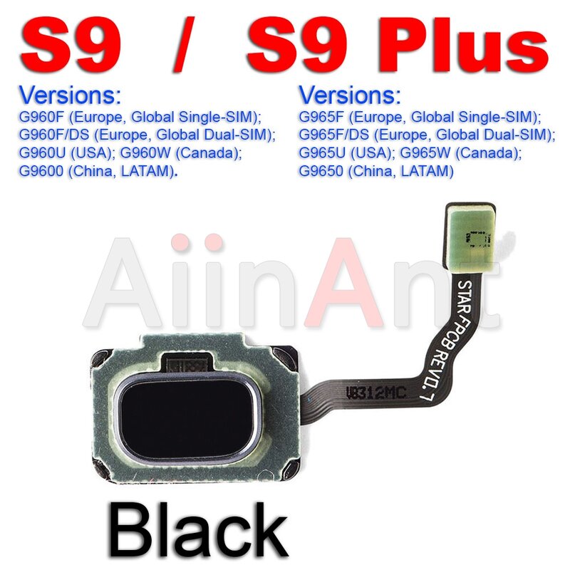 Aiinant 홈 단추 터치 ID 핑거 스캐너, 지문 센서 플렉스 케이블, 삼성 갤럭시 S8 S9 플러스 G950F G955F G960F G965F