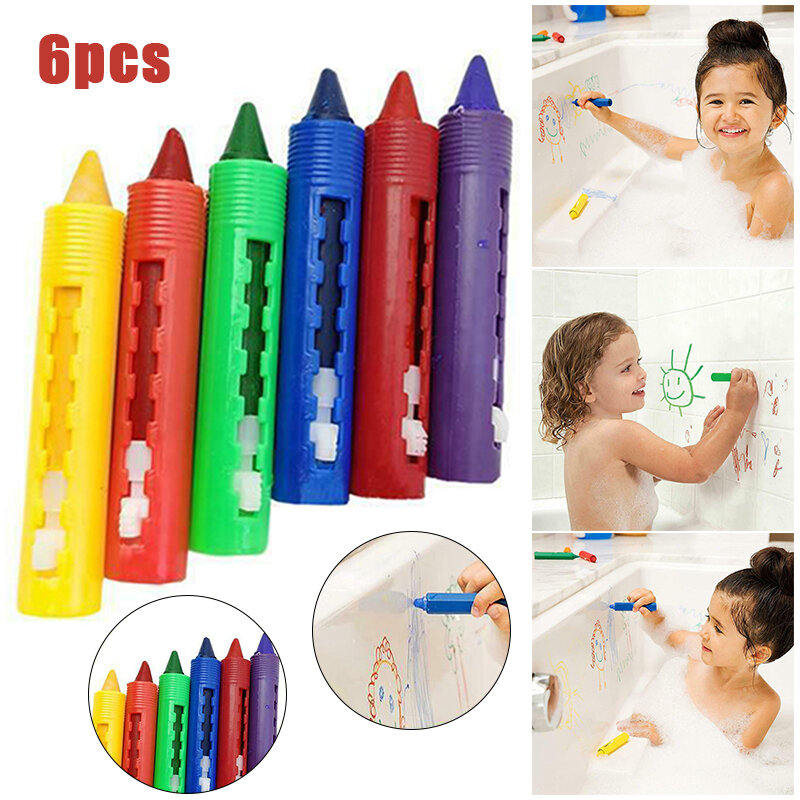 6Pcs Washable Crayon Kids Baby Bath Time Paints Drawing Pens Toy for Halloween Makeup CLH@8