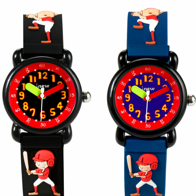 นาฬิกาเด็กน่ารักเบสบอลเด็กการ์ตูนนาฬิกาควอตซ์กันน้ำโรงเรียนประถมเด็กสาว3dซิลิคอนนาฬิกาRelogio