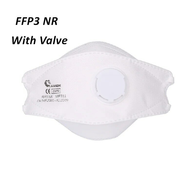 Mascarillas faciales FFP3 CE con válvula de aire, antipolvo, PM2.5, 3D, filtro de 4 capas, respirador transpirable, higiene