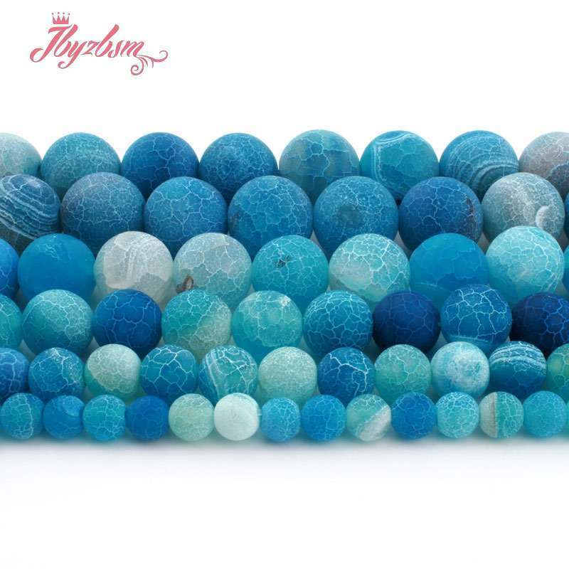 Dream Dragon Cracked Blue Fire Agate Stone Beads for DIY Accessories Necklace Bracelats Jewelry Making Strand 15" 6/8/10mm