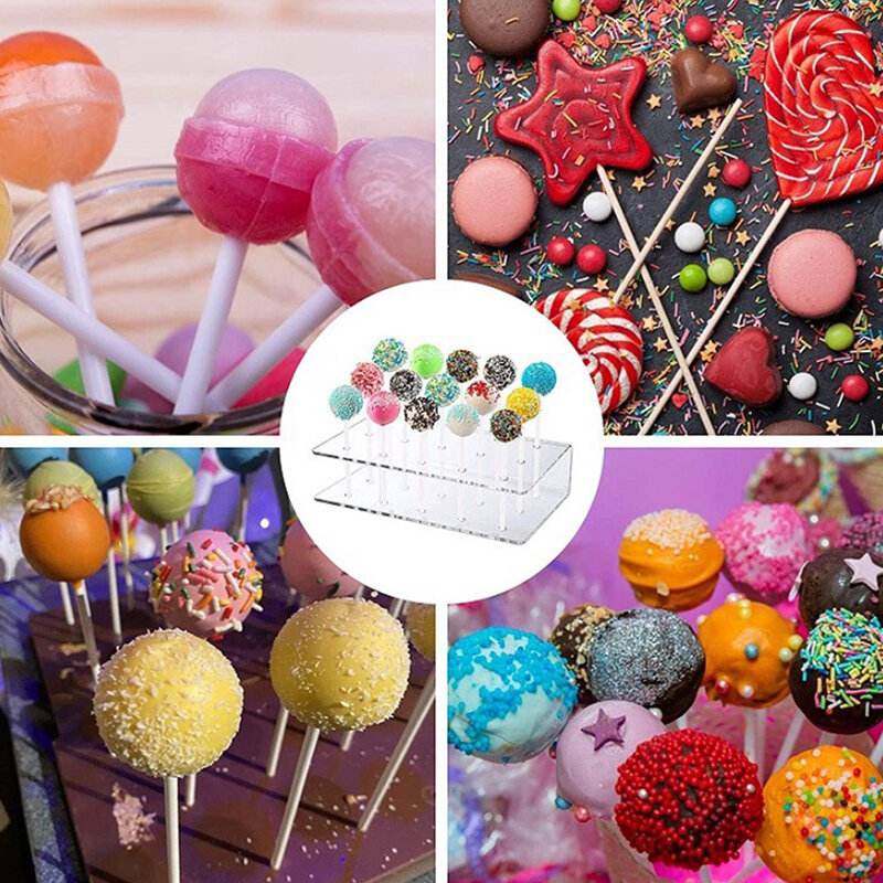 Bánh Lollipop Giá Đỡ Đỡ Acrylic Giá Đỡ 15 Lỗ Trong Suốt Bền Cắm Cho Tiệc Cưới Sinh Nhật Món Tráng Miệng Đứng
