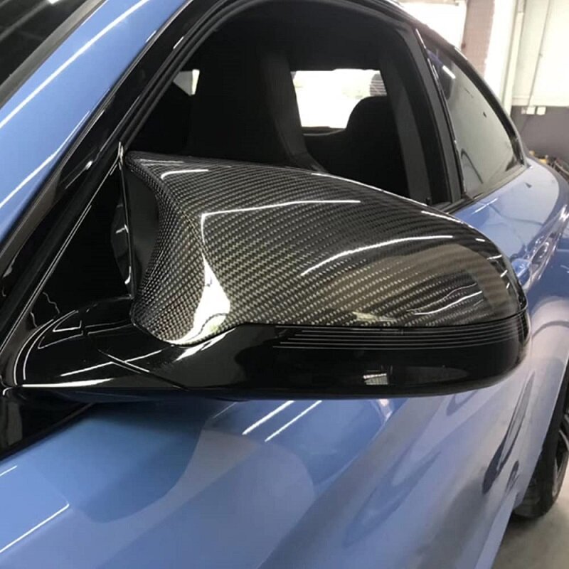 Cubierta de espejo retrovisor lateral, cubierta de fibra de carbono/negro brillante para BMW F80 M3 F82 M4 2015-2020, 2 piezas