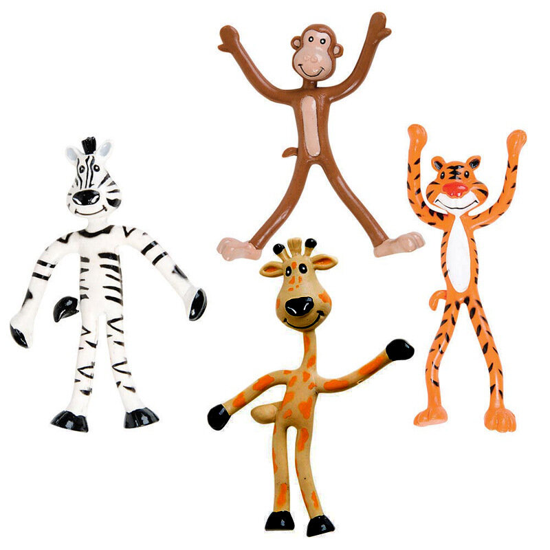 1 buah mainan pelepas stres dekompresi boneka deformasi memutar monyet Zebra rusa Sika dapat ditekuk untuk anak-anak