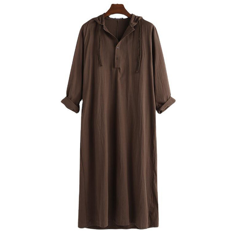 Мусульманская модная мужская одежда для Рамадана с длинным рукавом с капюшоном однотонная мусульманская одежда для мужчин Abaya Дубай Турция халаты Женская