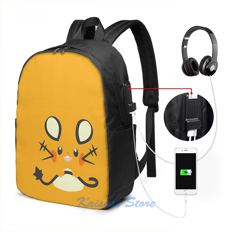 Divertido estampado gráfico #702 Dedenne mochila de carga USB para hombres, mochilas escolares para mujeres, bolsa de viaje para ordenador portátil