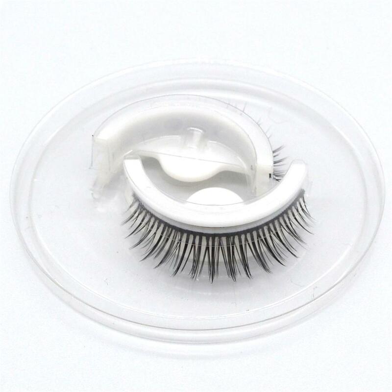1Pair Self-adhesive False Eyelashes Handmade Faux Mink Lashes Glue Free Resuable Natural No Magnetic Thick Wispy Eyelash