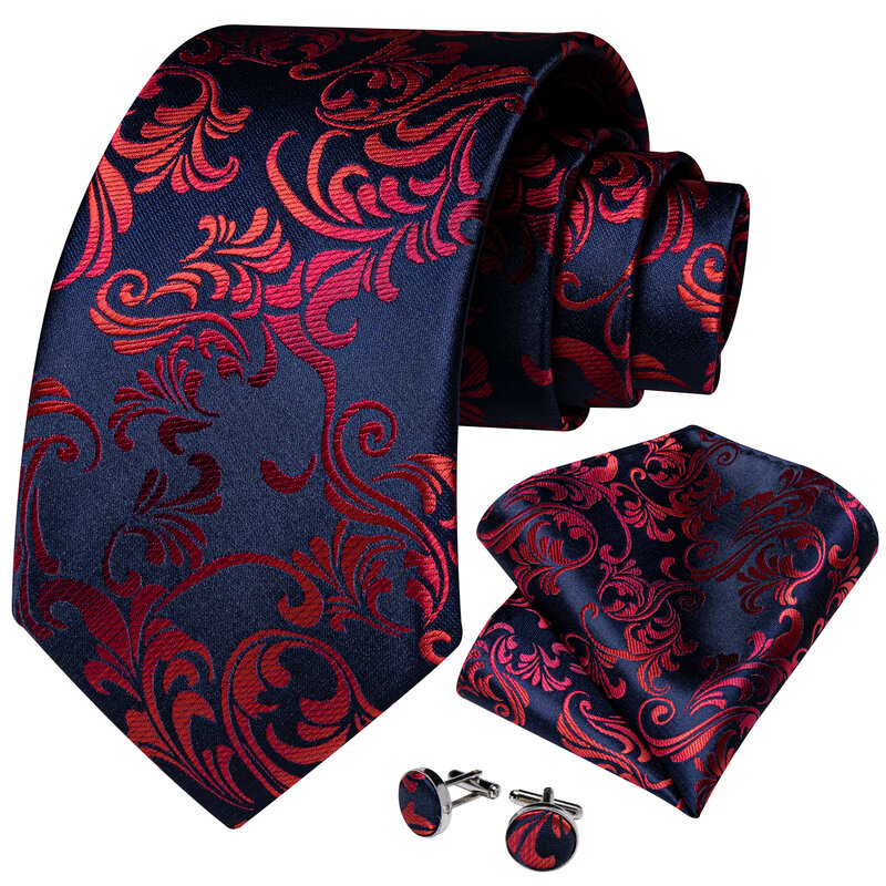 Corbata de Cachemira azul y roja para hombre, lazo de cuello de lujo para boda, conjunto de corbata de seda 100%, regalo, DiBanGu, nuevo diseñador