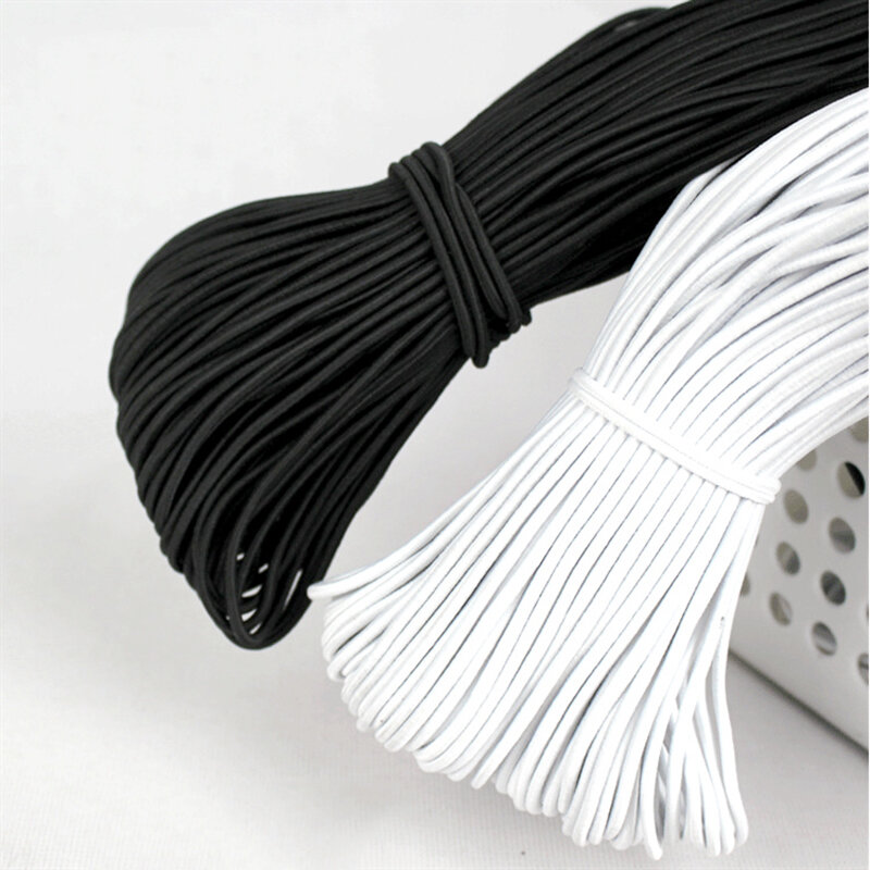 Corde artificiel astique en Caoutchouc pour le Bain, 1/2/3/4/5/6mm, Blanc/Noir, Fourniture Artisanale pour la Couture de Vêtements, Accessoires de Bricolage