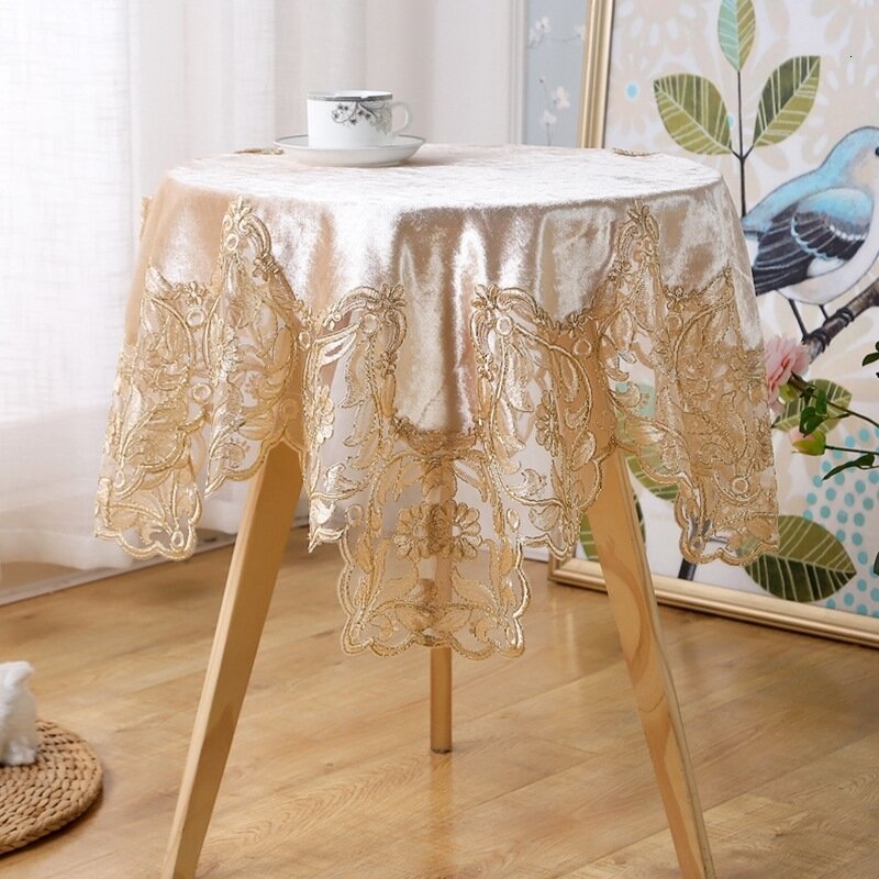 Britischen Mode Hohe Qualität Samt Wasser Löslich Trim Einfache Tischdecke Staub Abdeckung Tuch Weihnachten Hochzeit Dekoration Tapete