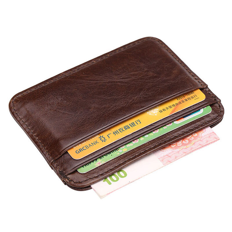 새로운 도착 얇은 빈티지 남성 정품 가죽 작은 지갑 슬림 신용 카드 홀더 돈 가방 ID 카드 케이스 남성용 미니 지갑