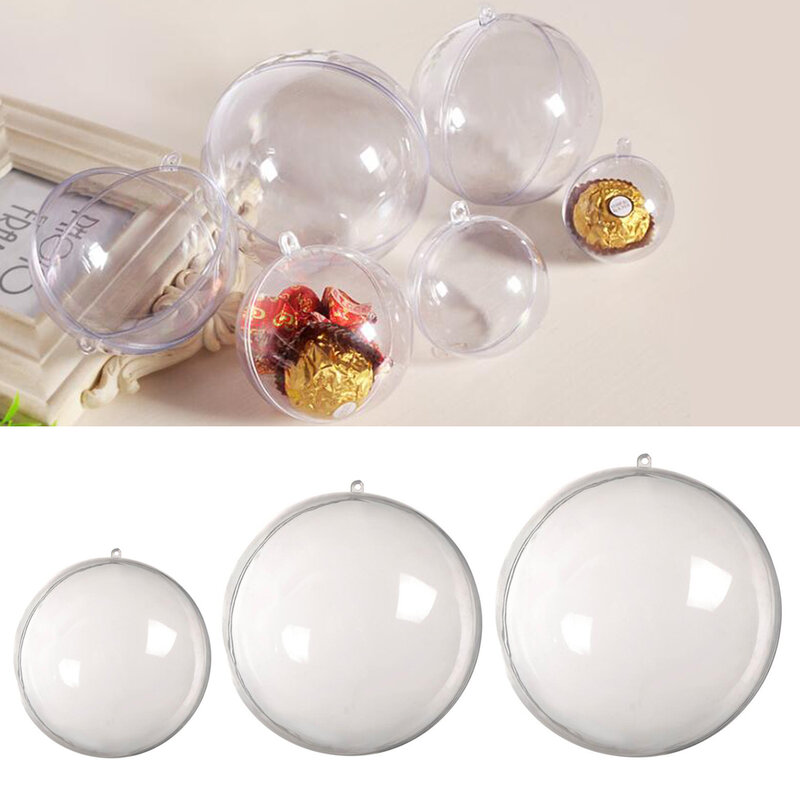 1pc transparente artesanato bola de plástico acrílico diy presente caixa natal decorações de casamento decoração para casa natal pendurado pingentes