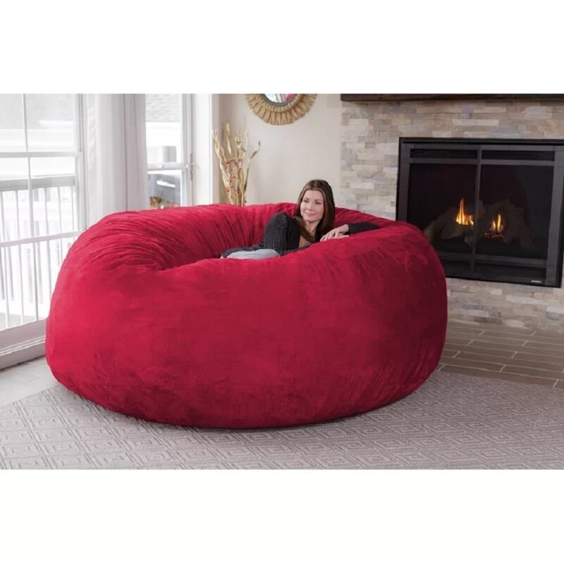 دروبشيبينغ كبير لينة Microsuede أريكة بنمط حقيبة الفول غطاء كرسي جامبو غرفة المعيشة مريحة beanbag معطف للاسترخاء