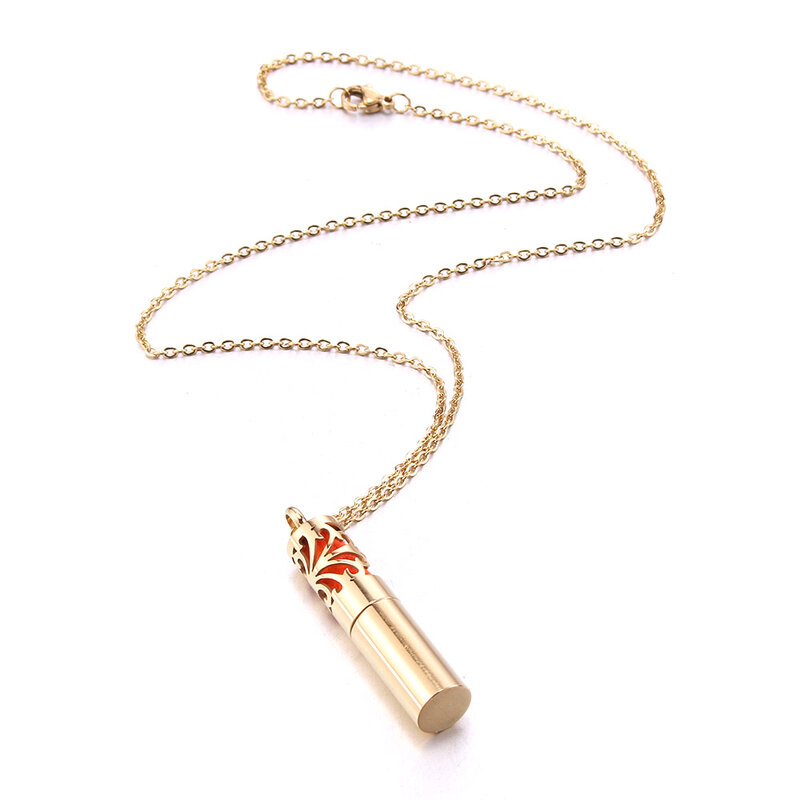 New Gold Stainless Steel Aromatherapy Necklace 6Pcs/Lot Women's Fashion Perfume Oil Diffuser Necklace Luxury Jewelry Wholesale