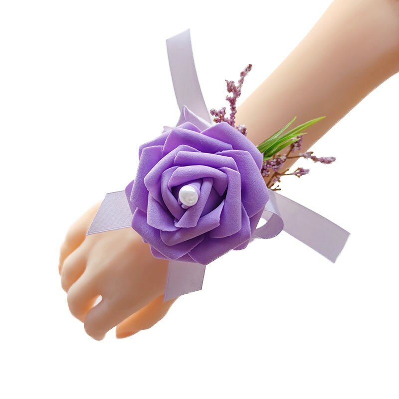 Handgelenk Corsage Brautjungfer Armband Blumen Blume Im Knopfloch Hochzeit Zubehör Schaum Rosen Freundinnen Ehe Party Prom Dekoration